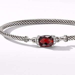David Yurman Wheaton Silver Garnet/Diamonds bracelet signed